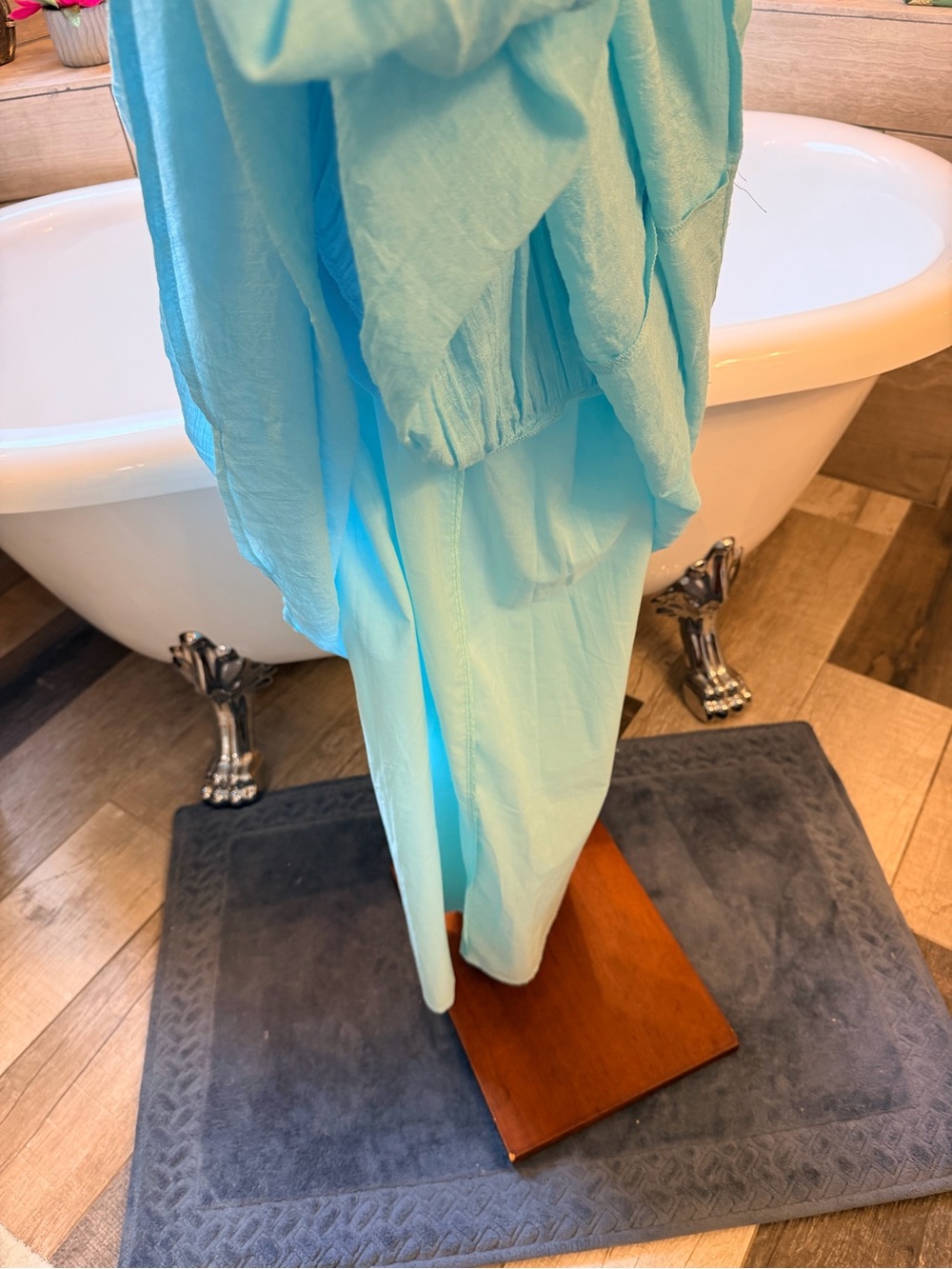 NWT Boston Proper Aqua Tiered Maxi Dress with V-Neck Summer Goddess Lightweight - Picture 6 of 12
